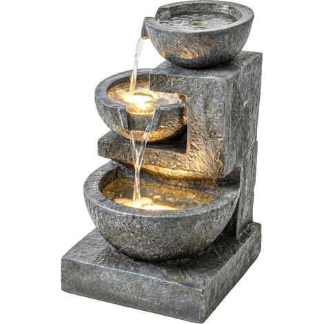 Fontaine Jardin 3 Niveaux Cascade LED 40x37x61cm Multicolore