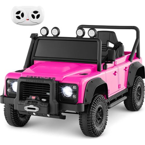 Elektrisches Kinderauto - Pinker Land Rover Defender mit Fernbedienung