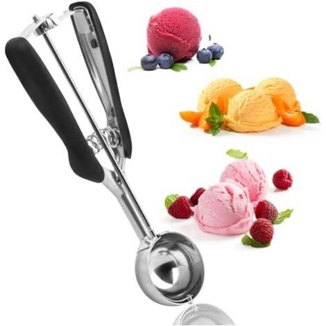 cm ice cream scoop, professional ice cream scoop made of 304 stainless steel with trigger for ice cream, fruit, melon, meatballs and cookie dough