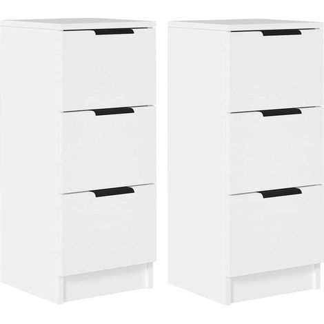 2 Stk. Sideboard/Anrichte/Buffet Weiß 30x30x70 cm Holzwerkstoff LXWW759379 (1/5)