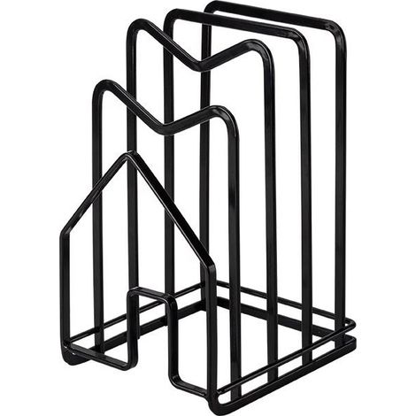 Ensemble de deux supports pour planches à découper, supports pour couvercles de casseroles, étagère de rangement en métal pour couvercles de casseroles (noir)