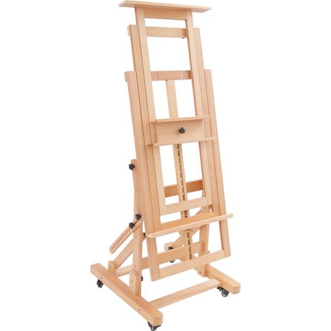 Chevalet de peinture extra large : chevalet d'artiste en bois de hêtre massif – Chevalet de studio professionnel robuste pour adultes – Cadre en H mobile pour peinture sur toile jusqu'à 200,7 (1/5)