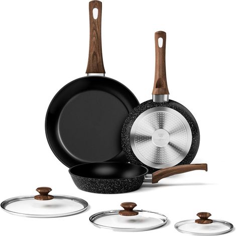 Pfannenset 3-teilig mit Deckel, Induktion, Keramik Antihaft, Backofenfest, PFOA-frei (1/5)