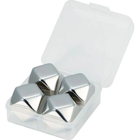 ILSA Set 4 Cubetti di Ghiaccio Riutilizzabili in Acciaio Inox