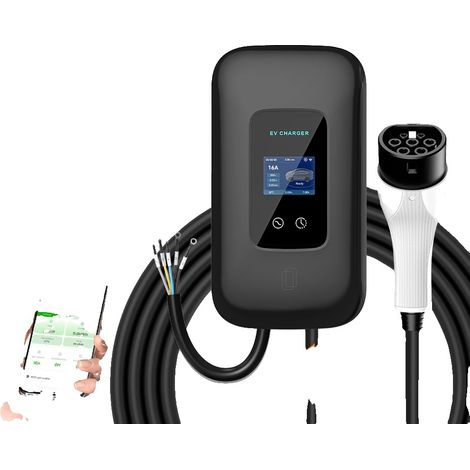 Chargeur de voiture électrique, Contrôle par application intelligente, Fonctionnalités de sécurité, 11KW 16A 3 phases (1/2)