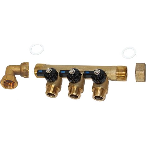 Pack collecteur sanitaire eau-froide ou eau-chaude ou chauffage 3/4'' (20/27) 3 départs mâle 1/2'' (15/21) - Arcanaute (1/4)
