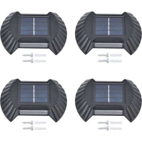 4 Applique murale solaire, LED blanc, ABS+PC, étanche, pour jardin, garage, allée, entrée