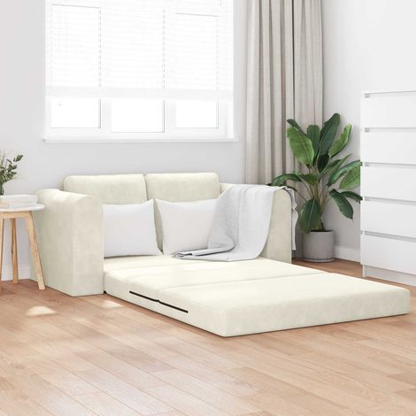Schlafsofa Creme 148 x 71 x 83 cm Samt