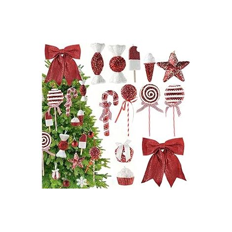 Decorazioni Bastoncini Zuccherati Caramelle Set 12 Rosse (1/5)