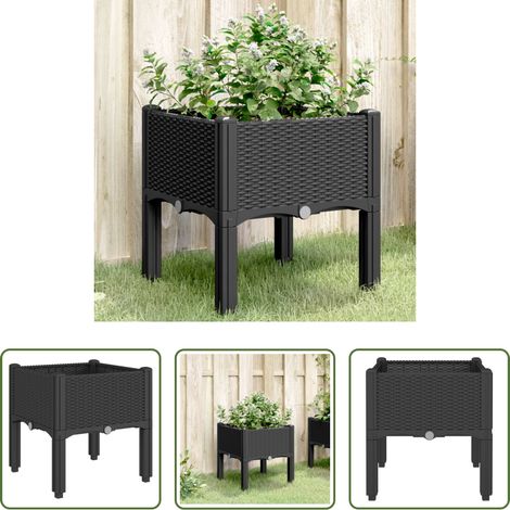 Garten - Pflanzkasten mit Beinen Schwarz 40x40x42 cm PP (1/5)