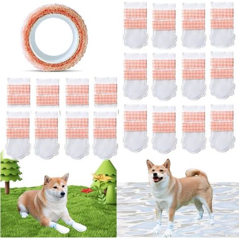 100 paia di scarpe per cani, scarpe per cani usa e getta, scarpe da passeggio con protezione elastica per le zampe, cinturini regolabili per cani di piccola e grande taglia (taglia M: 8 x (1/5)