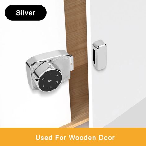 (Argent) Serrure à combinaison électrique pour vitrines, adaptée aux vitrines à portes coulissantes en verre. (1/4)