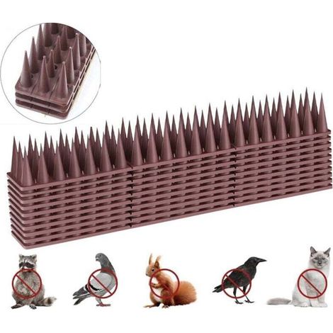 10 PCS Pic Anti Pigeon 43CM, Anti Pigeons pour Balcon, Pique Anti Pigeon Plastique, Anti Pigeon, Corbeaux, Chats, Moineaux, ect, Brun (1/4)