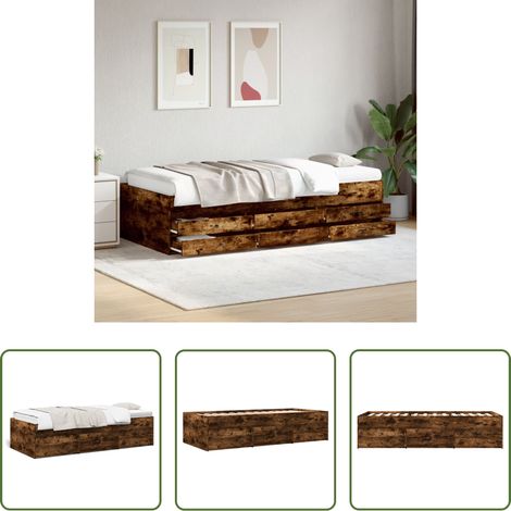 Schlafsofa - Tagesbett mit Schubladen ohne Matratze Räuchereiche 100x200 cm (1/5)