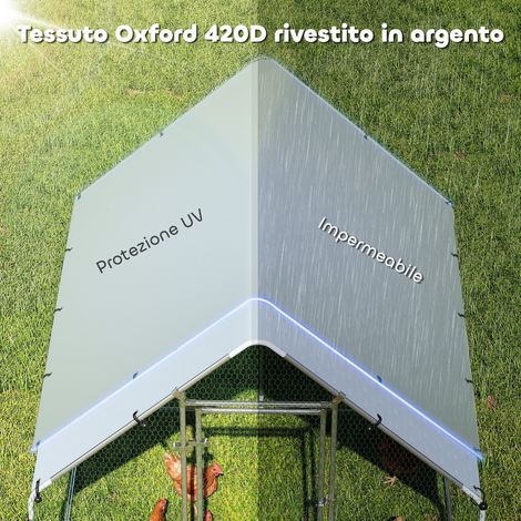 Poulailler extérieur en acier galvanisé argenté 2x2x2 m, avec toiture, verrous de sécurité intégrés, abri pour poules (1/5)