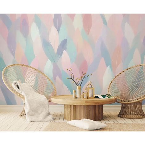 Papier peint Nature – Plumes pastel légères - 400 x 260 cm (1/2)
