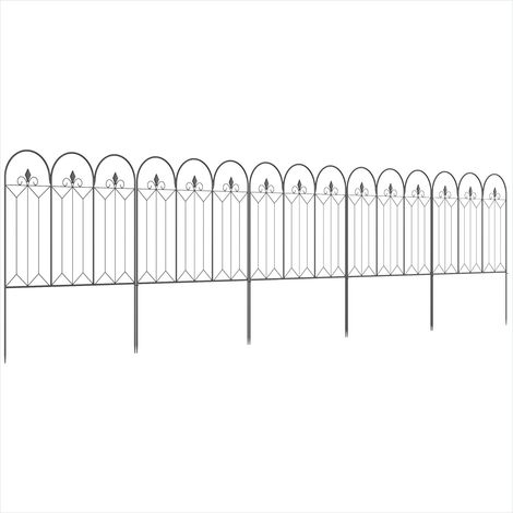 Clôture de jardin en métal noir 305 x 79,5 cm lot de 5 (1/5)