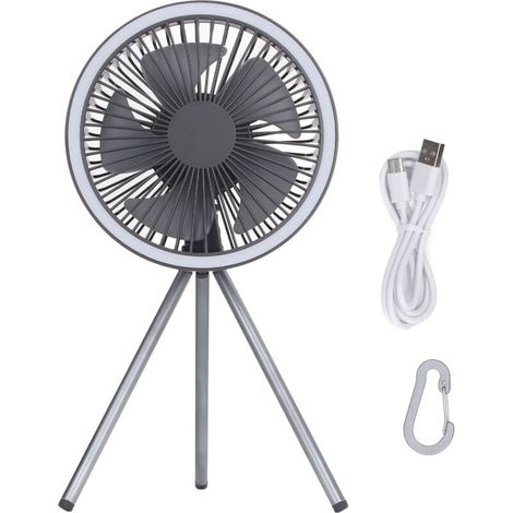 Ventilateur De Tente - USB Rechargeable - 3 Vitesses - Avec Lampe Intégrée - Portable Pour Camping Intérieur Extérieur - Noir (1/5)