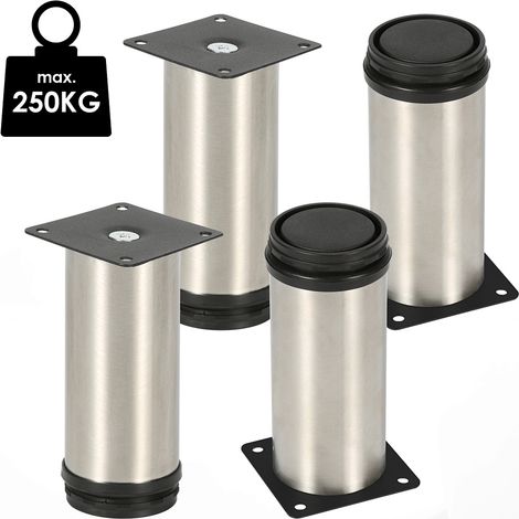 Randaco 4X Muebles Piernas 5CM Acero Inoxidable Sofá Soporte Pierna Ajustable Armario Pierna Sofá Piernas Piernas Cama