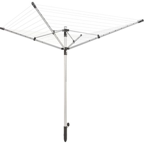 Leifheit – Séchoir parapluie LinoPush 500 – 50 m d’étendage – Résistant aux intempéries – 12 œillettes pour cintres – Fixation béton (1/10)