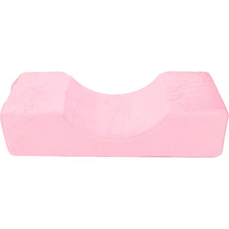 Oreiller en forme de U pour extension de cils, coussin souple et élastique, couleur rose, usage salon de beauté, pose de cils. (1/5)