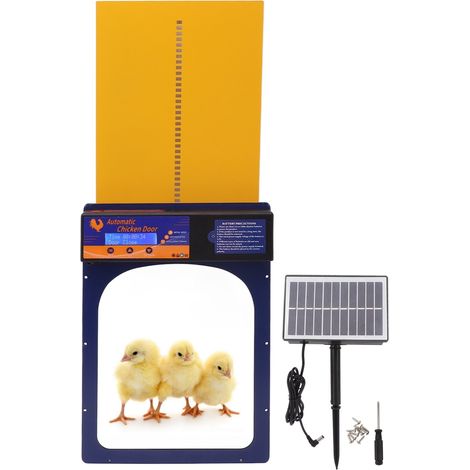 SUNXURY porte poulailler automatique, minuterie à énergie solaire, étanche IP45, en aluminium, Porte automatique de poulailler pour la maison, la ferme, bijou bleu (1/5)