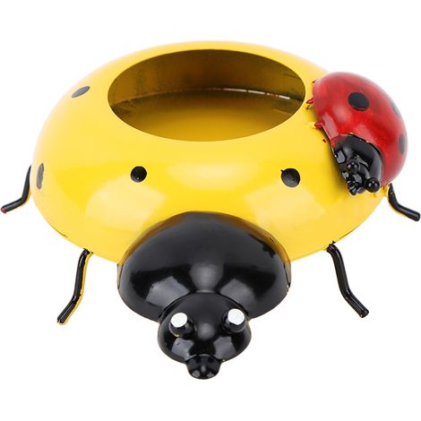 Pot de fleur coccinelle jaune 5,4 cm de diamètre, lisse en fer, décoration de jardin, pot pour plantes (1/5)