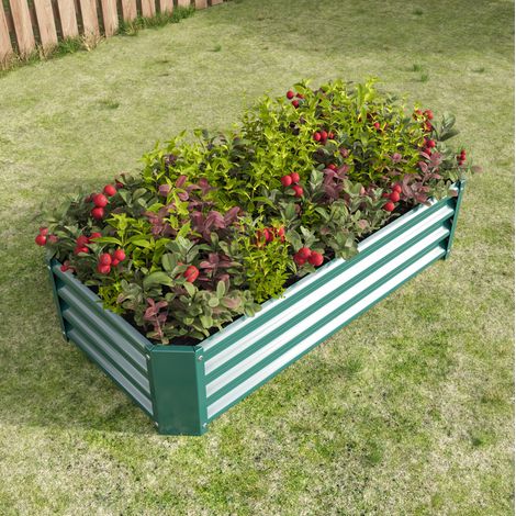 Orto rialzato 120x60x30 cm in acciaio zincato verde, senza fondo per giardino – MEUBLIV (1/5)