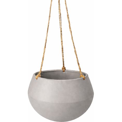 Pot de fleurs hémisphérique gris suspendu pour plantes sur balcon (1/3)