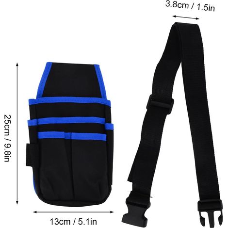 Ceinture porte-outils multifonction en pochette banane, organiseur d'accessoires d'électricien pour bricolage, Composition : 25 × 13 cm, Couleur : bleu (1/5)