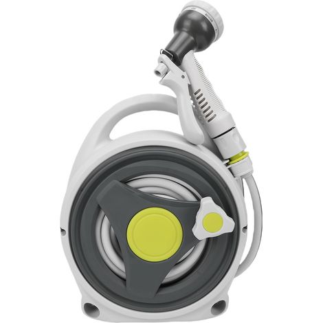 Enrouleur de tuyau d'arrosage portable compact de 15 m, organisateur de tuyau d'arrosage pour jardin, balcon et terrasse. (1/5)