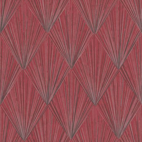 Papier peint à motifs graphiques Profhome 378642 papier peint intissé légèrement texturé avec un dessin graphique mat rouge noir gris 5,33 m2