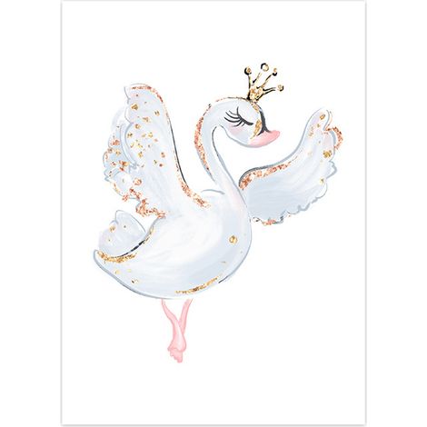 Tableau Mural En Toile - Décoration Murale Pour Chambre D Enfant - Motif Licorne Cygne Princesse - Format 30x40 cm - 1 Pièce (1/5)