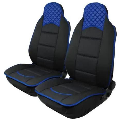 Autositzbezüge für Vordersitze - Blau und Schwarz - Kunstleder und Textil