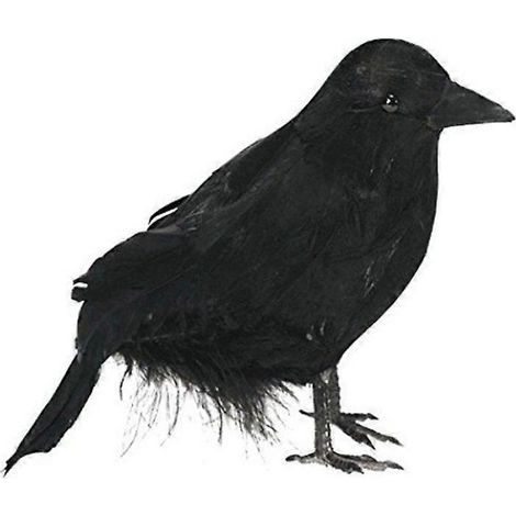 Corbeau d'Halloween réaliste, oiseau artificiel à plumes, pour décoration de fête (1/4)