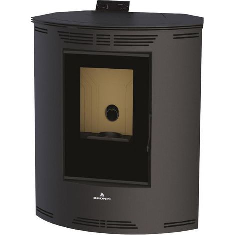 Bronpi – Poêle à granulés d'angle 12 kW – Autonomie 20h – Évacuation arrière – Rendement 95% – Télécommande incluse – Système OASYS (1/5)