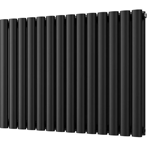 Omeara - Black Horizontal Radiator H600mm x W812mm Double Panel