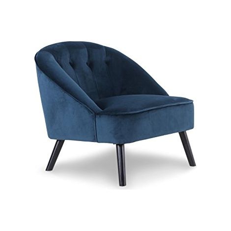 Fauteuil Velours Bleu – Design Confortable avec Dossier Arrondi (1/5)