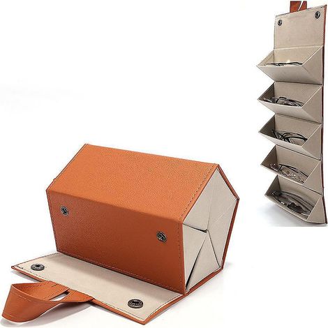 1 Marron Organisateur De Lunettes De Soleil De Voyage Portable, Porte-lunettes Mural Pliable Tui  Lunettes De Soleil  5 Fentes (1/5)