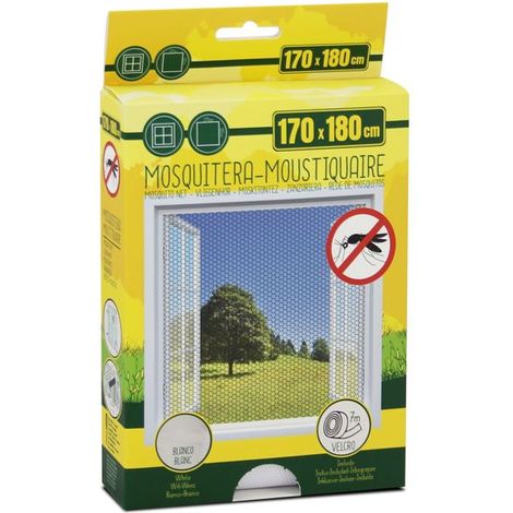 Moustiquaire de Fenêtre 170 x 180 cm avec Fixation auto-agrippante, protection contre moustiques, mouches et araignées, Blanc (1/4)