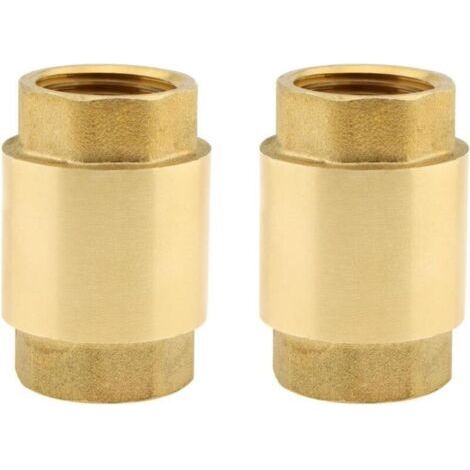 1/2\" Brass Check Valve, 2 Pieces, One-Way Spring Loaded Check Valve, In-Line Female Thread, Non-Return (1/5)