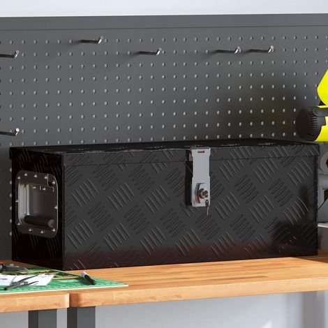 Boîte de rangement Noir 60x23,5x23 cm Aluminium (1/5)