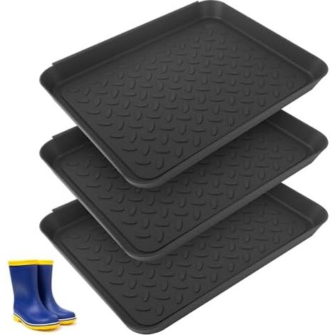 3 bacs d'égouttage pour Chaussures, Tapis de Sol Bac d'égouttage 35 x 27 x 3 cm, Bac en Plastique Antidérapant pour Chaussures, Tapis pour Nourriture pour Chien, Pelle à Boue (1/5)