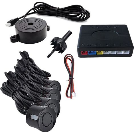 Kit de Capteurs de Stationnement Universels pour Voiture, 4 Capteurs, Avertisseur Sonore, de Recul, Indicateur D'Alerte Sonore, Système de Sonde