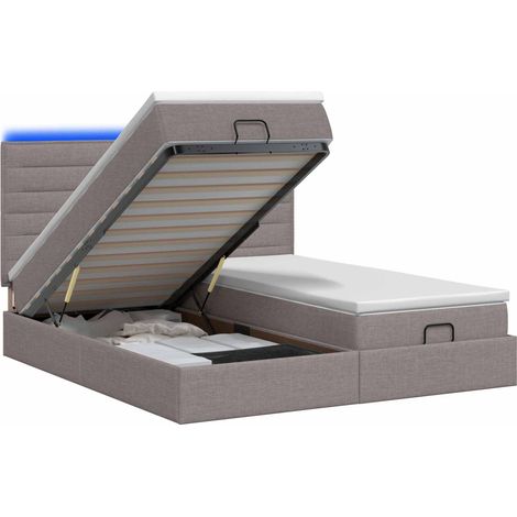 Letto Ottomano con Materasso e LED Tortora 180 x 200 cm Tessuto vidaXL (1/5)
