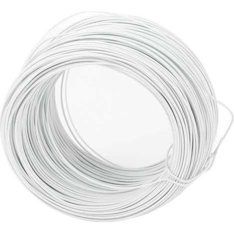 Fil de fer électro-galvanisé 0,55 mm, 85 m, rond, revêtu de PVC, robuste, flexible et malléable, pour le cerclage de câbles, blanc (1/5)