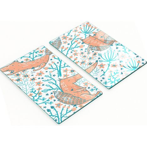 Planche décorative multifonctionnelle pour cuisine, en verre trempé, motif renard, 2 x 30 x 52 cm (1/5)