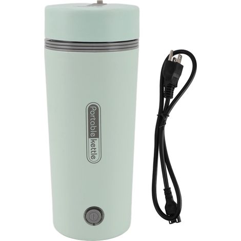 Bouilloire électrique de voyage 300W 350ml, acier inoxydable, isolation automatique, chauffe-eau portable mini pour café thé, vert clair, prise US 110V 60Hz (1/5)