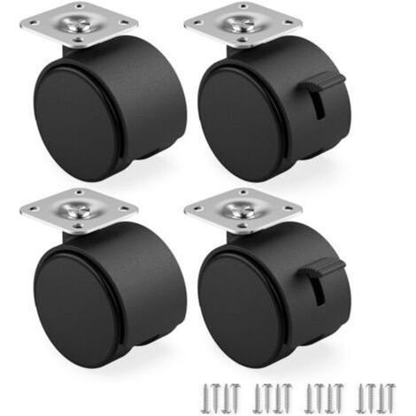 Jeu de 4 roulettes pour meubles 50 mm - roulettes de transport avec frein, roulettes pivotantes pour meubles d'intérieur (1/5)