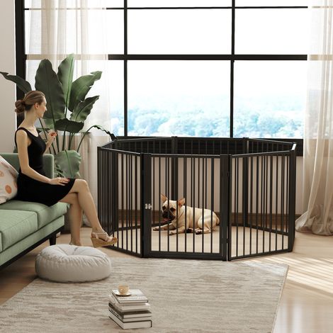 Parc pour chien, parc pour animaux, 8 panneaux, clôture portable pliable, sécurisé, noir